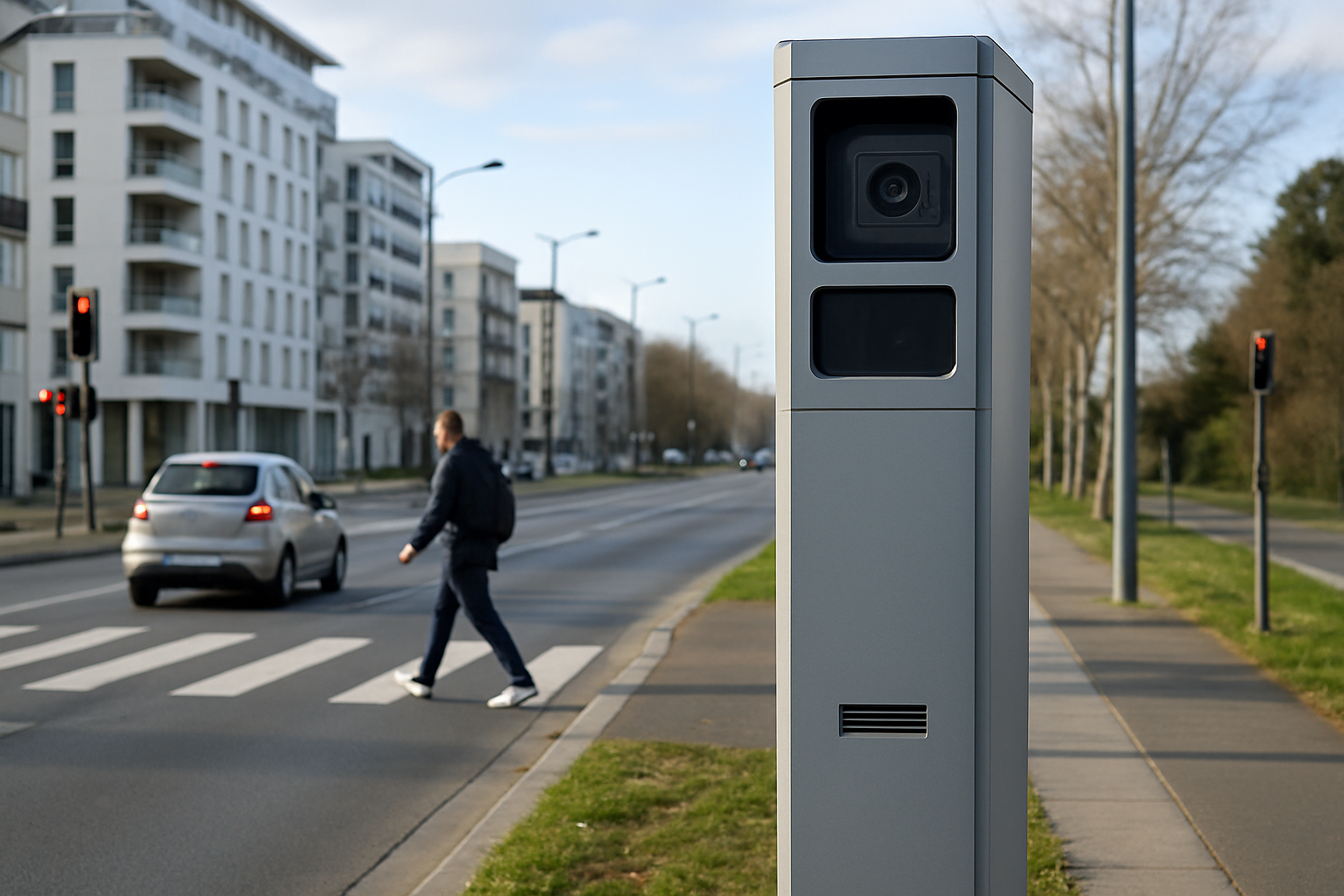 Radar installé rue Lucien Faure à Bordeaux pour sécuriser les piétons et réduire la vitesse des conducteurs.