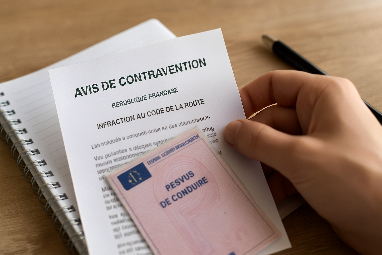 Illustration d'un article sur la contestation d'une amende majorée, avec des documents et un ordinateur en arrière-plan.