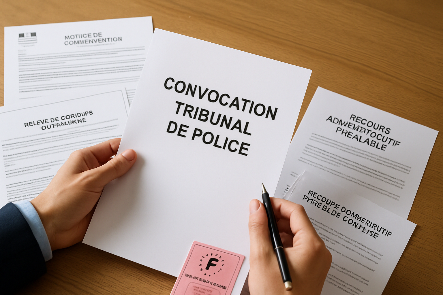 Image d'un document de convocation au tribunal, avec des notes et des surlignages pour préparer une réponse efficace.