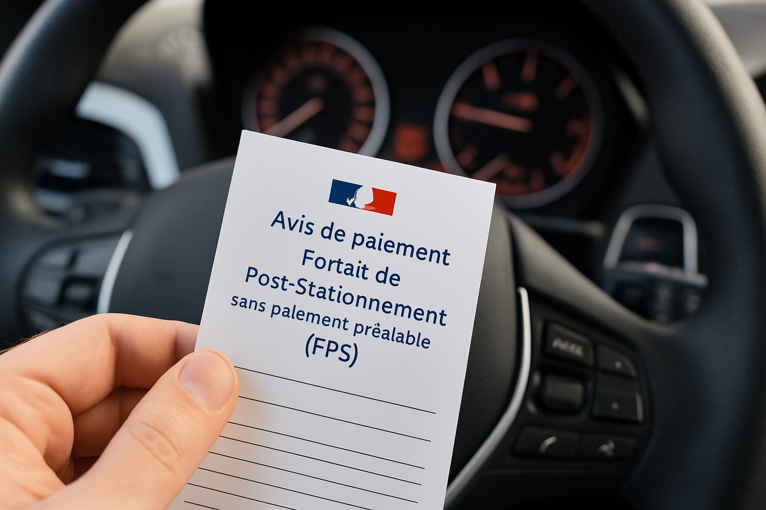 Image d'un document de contravention avec un stylo et une calculatrice, symbolisant l'analyse des recours pour FPS non payé.