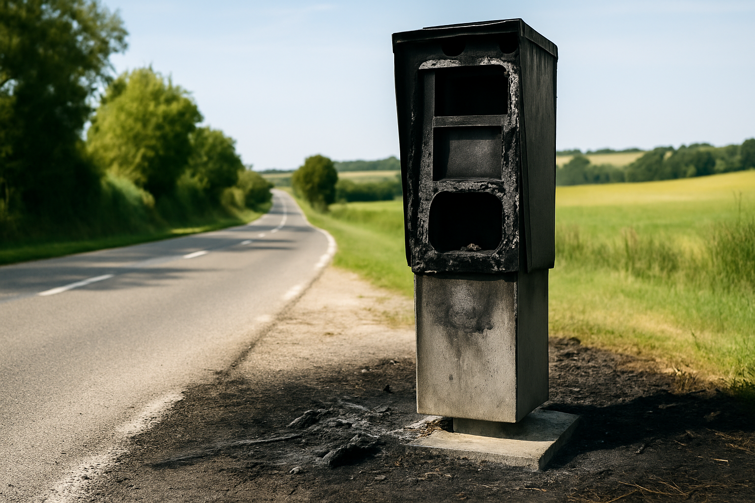 Un radar de vitesse incendié sur la RD930 à Jegun, laissant la route sans dispositif de sécurité temporairement.