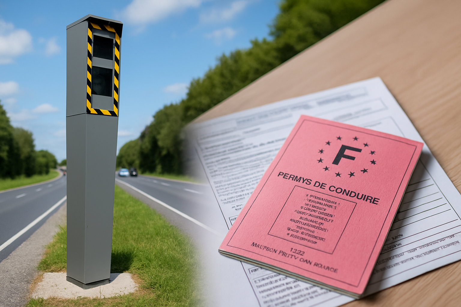 Radar tourelle installé sur la RD577 à Jurques, améliorant la sécurité routière sur cet axe fréquenté entre Caen et Vire.