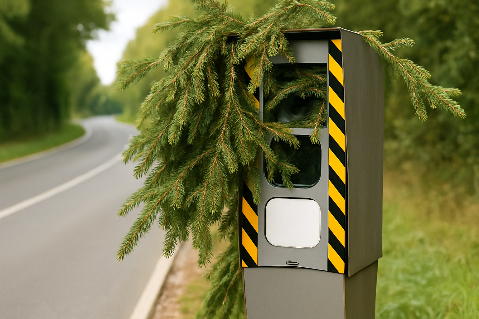 Des radars camouflés par des branches de sapin sur la route entre Orléans et Montargis, perturbant les contrôles de vitesse.