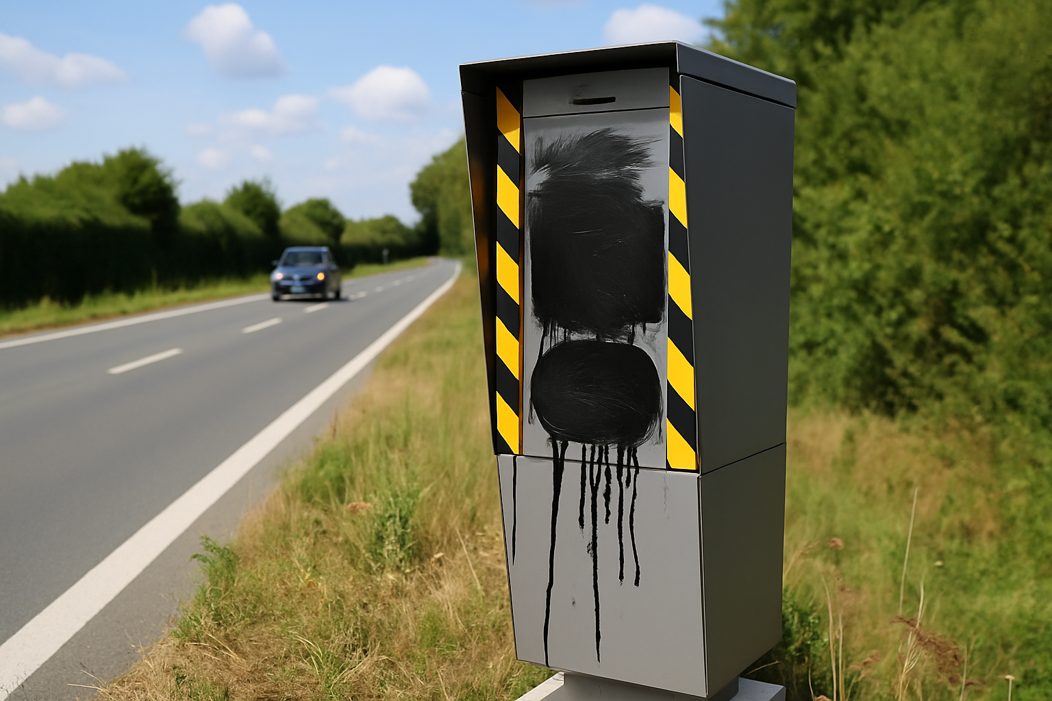 Radar recouvert de peinture à Melesse, vandalisme récent perturbant la sécurité routière et entraînant des poursuites légales