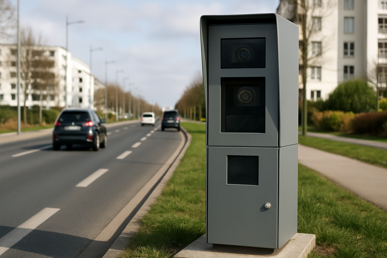 Radar automatique sur l'avenue des Droits-de-l'Homme à Orléans pour limiter la vitesse sur un axe urbain très fréquenté.