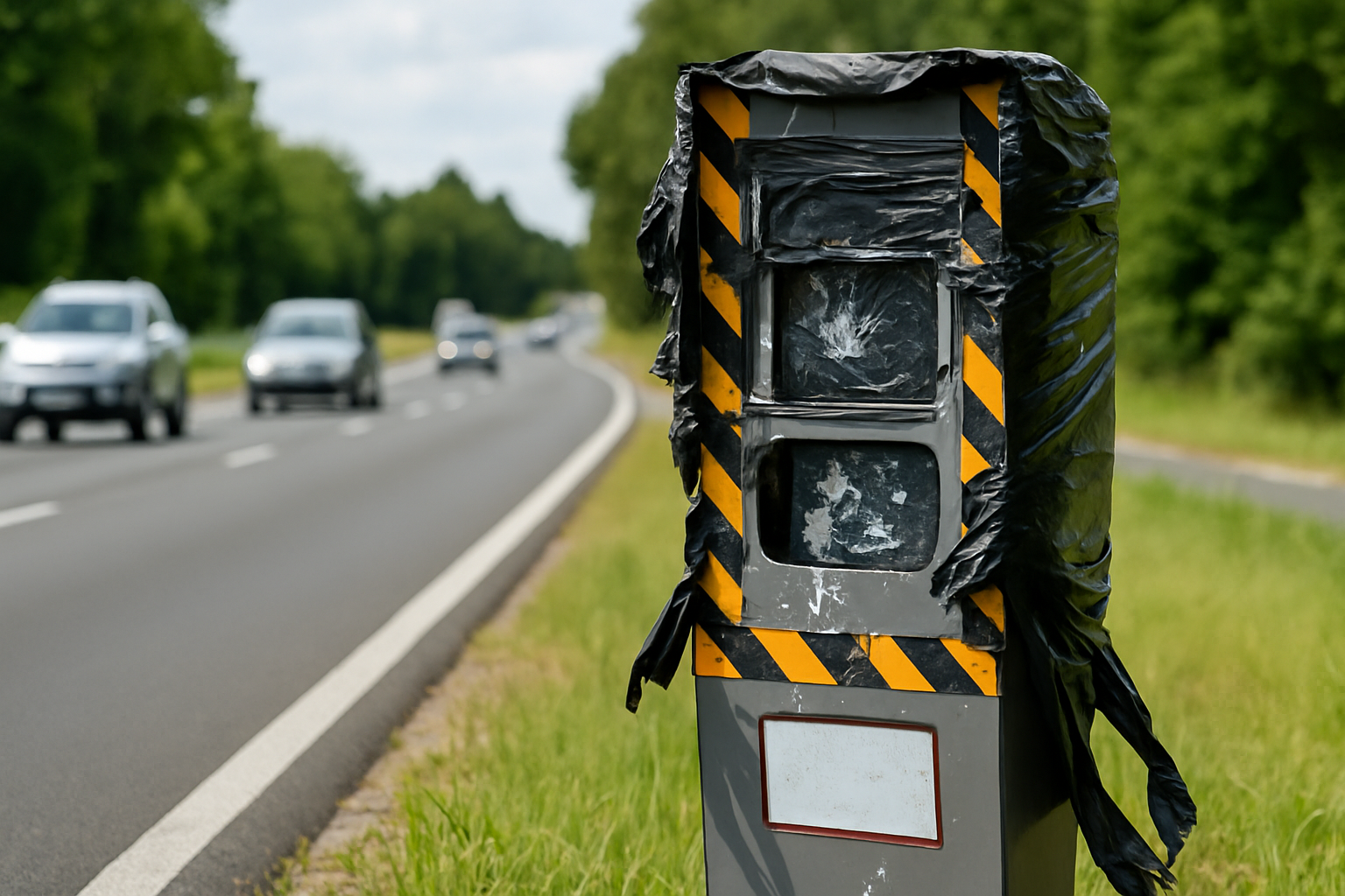 Image d'un radar de vitesse endommagé, illustrant les coûts élevés de son remplacement et l'impact sur les contribuables.