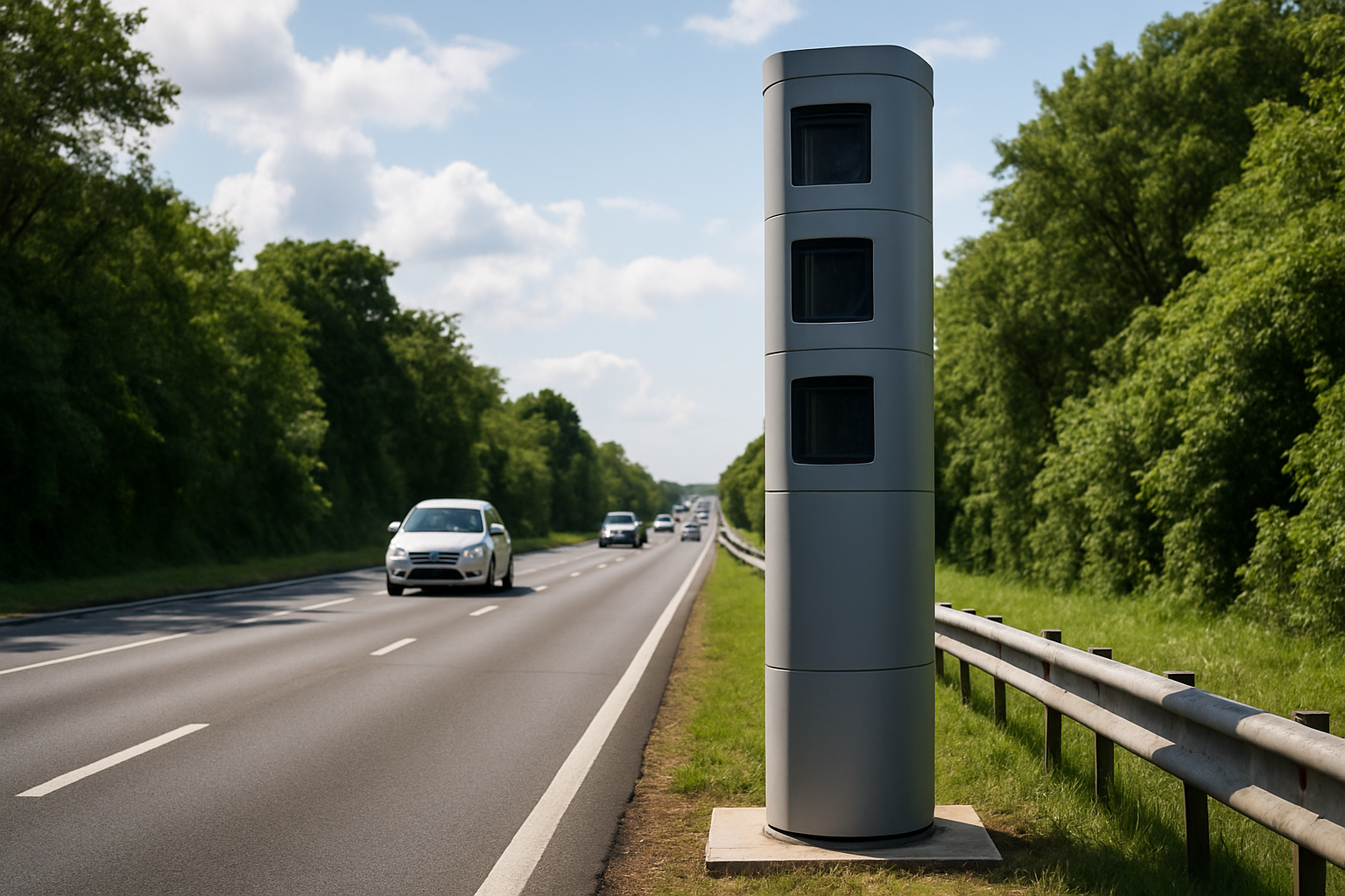 Radar tourelle Mesta Fusion 2 sur la RN1, équipé d'une antenne radar 3D et d'une caméra haute résolution pour la sécurité rou