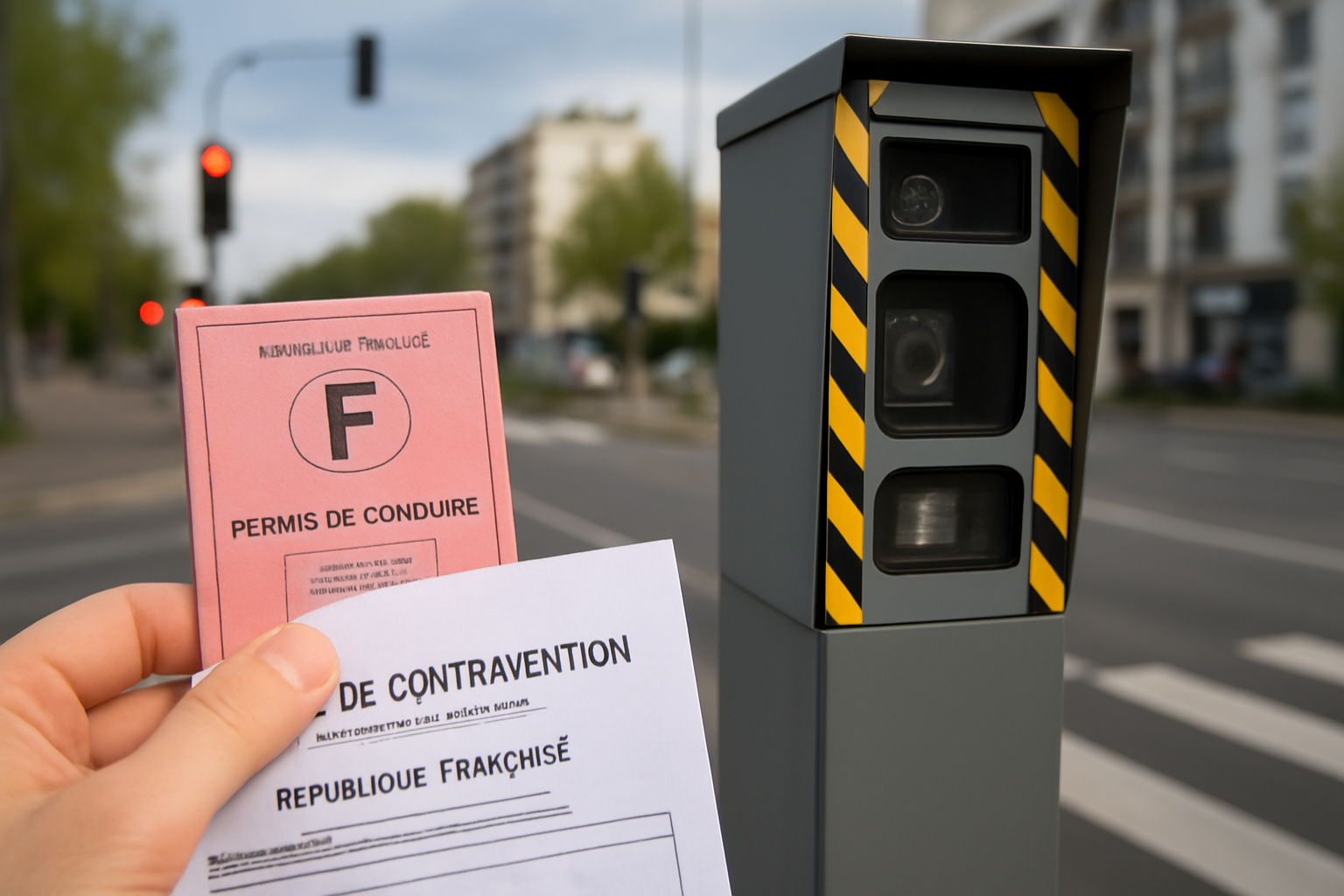 Radar de feu rouge sur une route du Val-de-Marne, surveillant le trafic pour améliorer la sécurité routière.