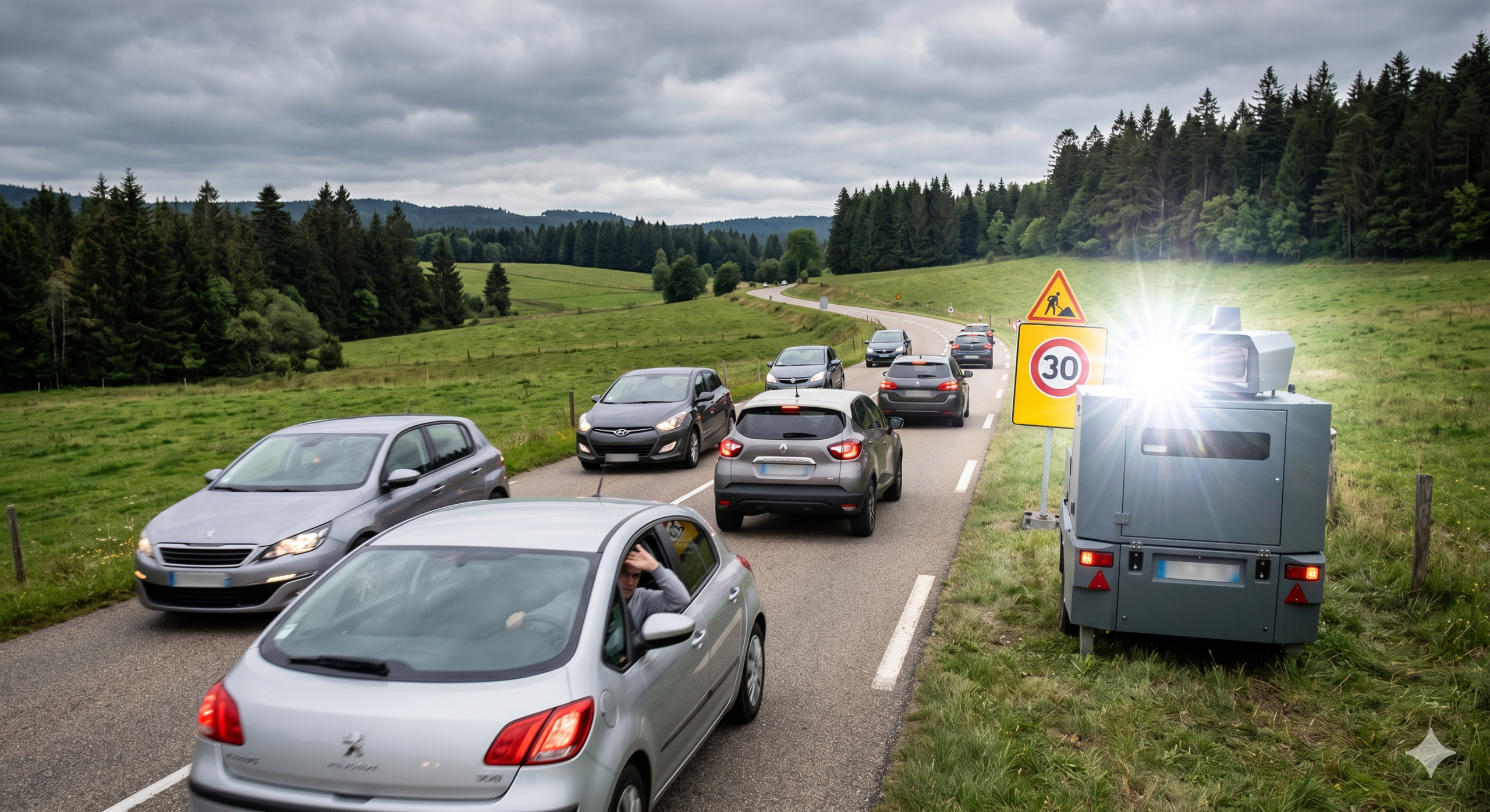 le radar de chantier défaillant dans le département du Doubs, le flash fou de la machine autonome sur la zone de travaux, la limitation de la vitesse à trente kilomètres par heure, la contestation des PV de la route pour les automobilistes, le retrait des points sur le permis de conduire, la sécurité routière et la prévention des accidents de la circulation, la panne du cinémomètre de la voirie, la préfecture de Besançon pour le recours juridique, la contravention injustifiée pour l'excès de la vitesse, l'agence nationale de traitement automatisé des infractions.