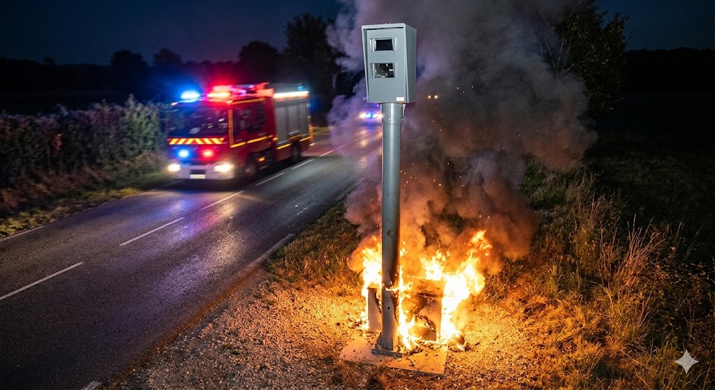 radar tourelle incendié Vire Normandie, feu radar automatique Calvados, vandalisme radar route départementale, destruction bien public incendie, schéma fonctionnement mesta fusion 2, amende destruction équipement routier, peine prison incendie volontaire, gendarmerie enquête vandalisme radar, radar tourelle calciné route, sécurité routière Normandie, remplacement cabine radar tourelle, infraction destruction par le feu, composants internes radar automatique, radar automatique hors service, dégradation mobilier urbain public, sanction pénale incendie volontaire, violence contre équipement état, gendarmerie nationale enquête feu, équipement contrôle vitesse détruit, coût radar tourelle état.