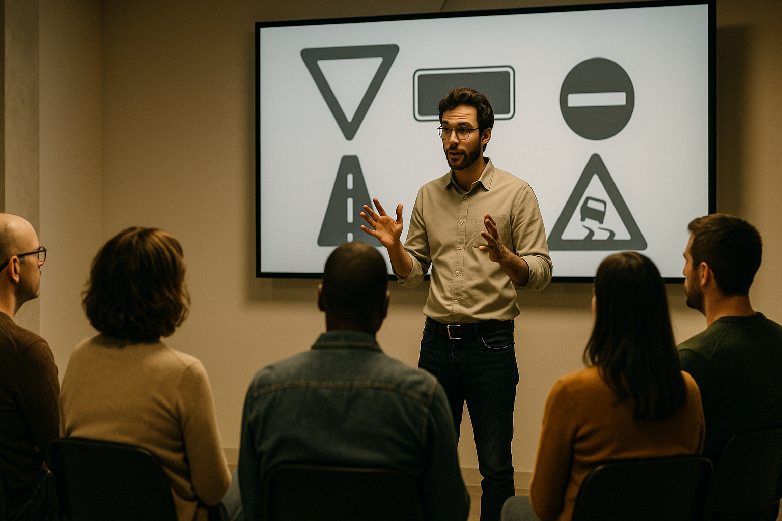 Atelier en sous-groupe pendant un stage de sensibilisation à la sécurité routière à Provins
