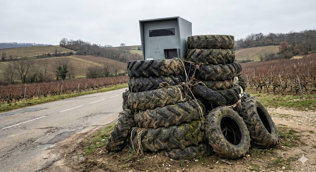 Drôme-Ardèche radars neutralisés par des pneus de tracteurs D86, manifestation agriculteurs janvier 2026, radar tourelle hors service depuis 1 mois, colère monde agricole vallée du rhône.