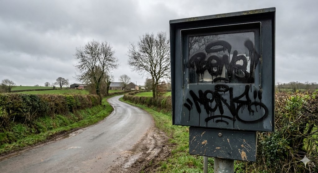 radar souleuvre en bocage vandalisé, radar routier peinture noire, radar d577 calvados, sécurité routière normandie, vandalisme radar vire, radar autonome tagué, gendarmerie calvados enquête, dégradation mobilier urbain, radar aveuglé noir.