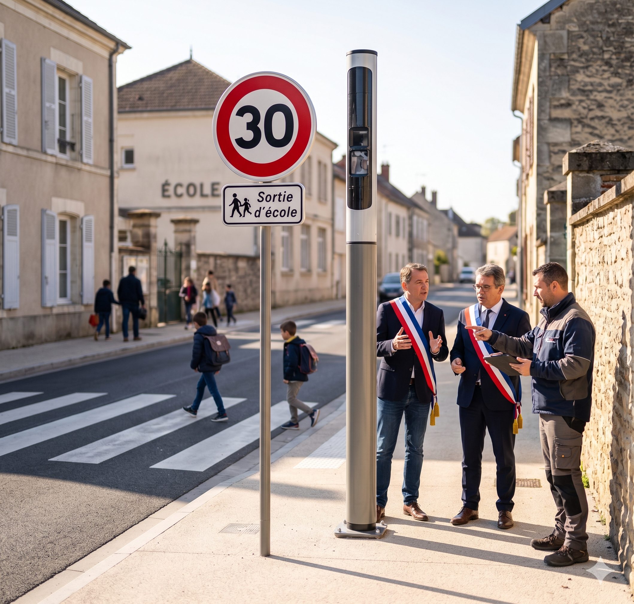 les radars financés par les communes dès l'année 2027, le maire de la ville et la sécurité routière de la voirie, le radar automatique dans la zone de 30 kilomètres par heure, le financement du boîtier de contrôle par le conseil municipal, la contravention pour l'excès de la vitesse en plein centre-ville, le cumul des amendes pour les conducteurs de la voiture, la protection des piétons près de l'école maternelle, la décision de la mairie pour l'installation du radar urbain, la politique locale de la circulation automobile, le budget de la collectivité territoriale.