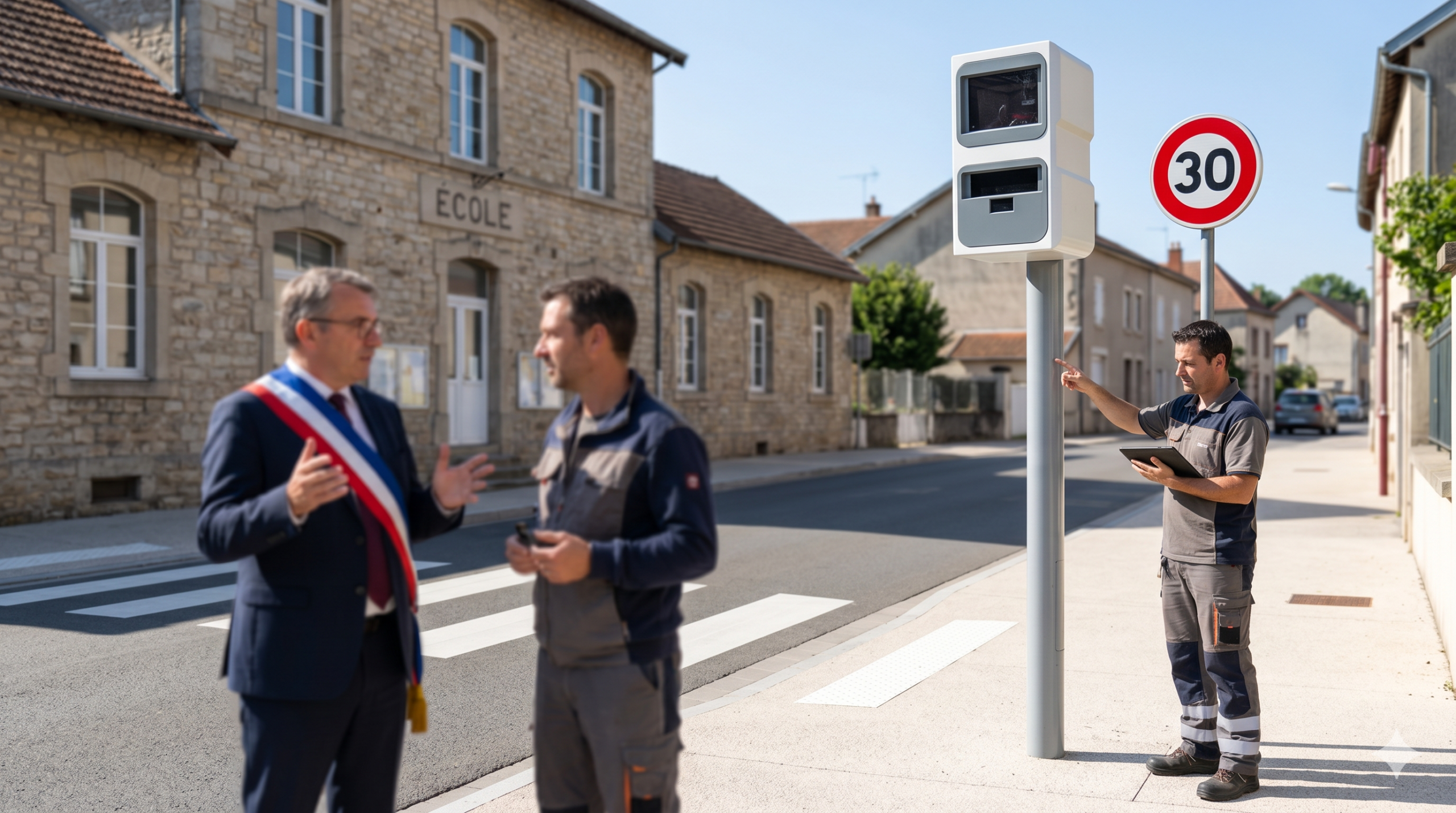 les radars financés par les communes dès l'année 2027, le maire de la ville et la sécurité routière de la voirie, le radar automatique dans la zone de 30 kilomètres par heure, le financement du boîtier de contrôle par le conseil municipal, la contravention pour l'excès de la vitesse en plein centre-ville, le cumul des amendes pour les conducteurs de la voiture, la protection des piétons près de l'école maternelle, la décision de la mairie pour l'installation du radar urbain, la politique locale de la circulation automobile, le budget de la collectivité territoriale.