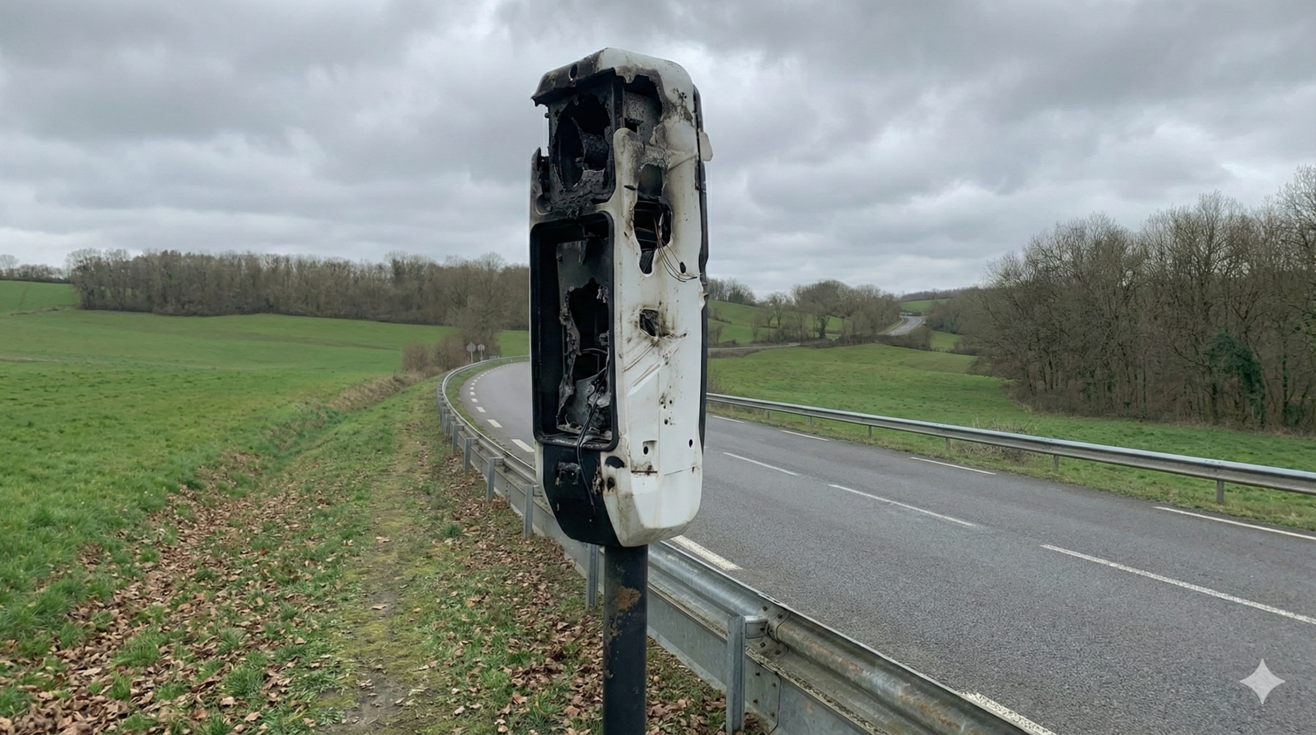 Lembras : radar tourelle saccagé sur la route de Périgueux