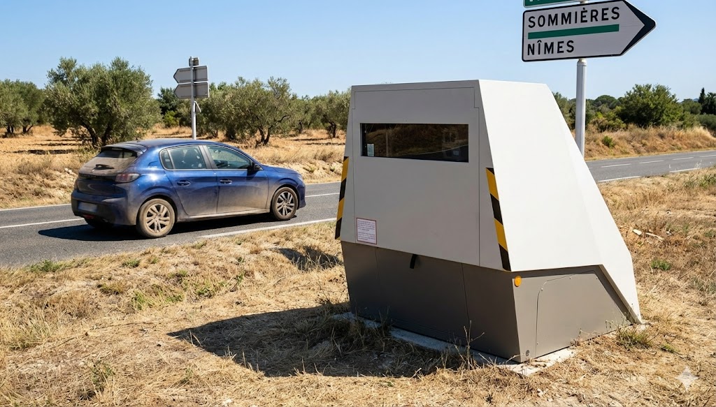 gard radar installé dans trois communes carte précise, radar chantier Sommières D6110, contrôle vitesse Aigues-Mortes D62, radar autonome Gaujac D6086, amende excès vitesse Gard, info trafic 30.