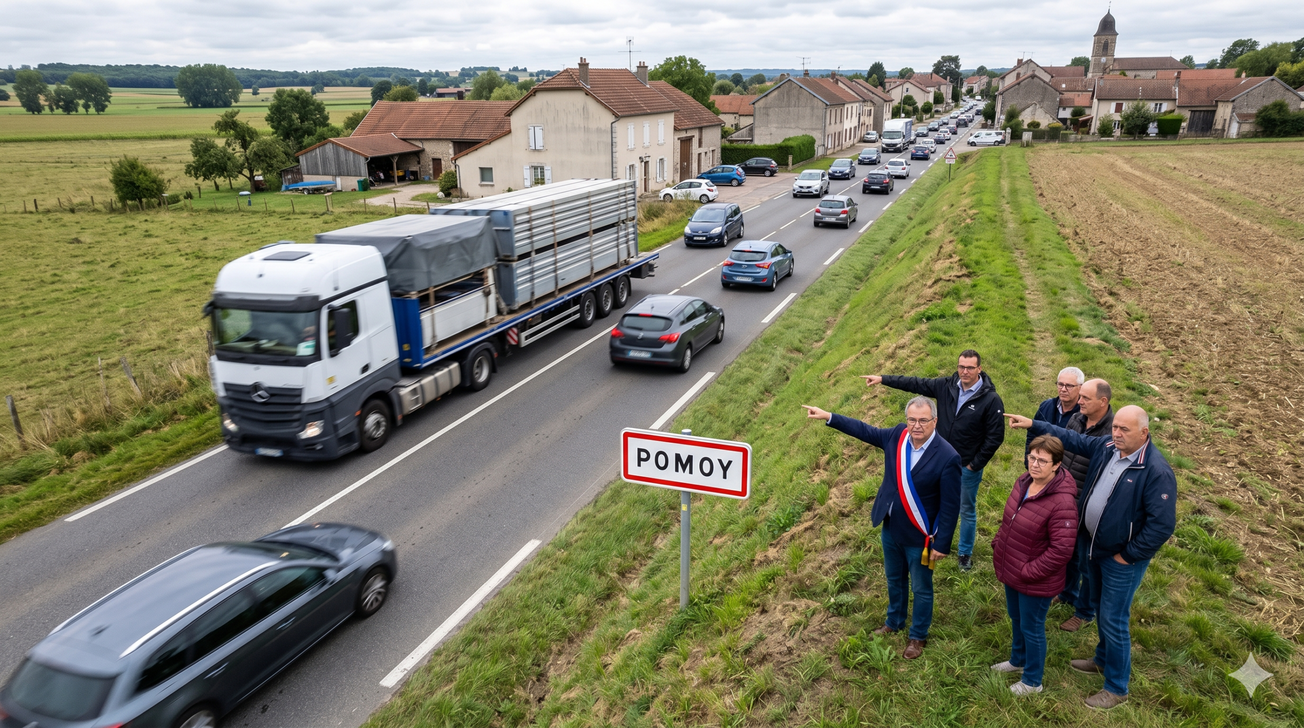 Pomoy le radar demandé sur la route nationale RN19, la sécurité de la circulation dans la Haute-Saône, le maire de la commune de Pomoy, la demande à la préfecture pour le dispositif, le trafic routier des poids lourds, le contrôle de la vitesse de la voiture, la prévention des accidents de la route, l'installation du radar fixe dans le village, le respect de la limitation de la vitesse, la diminution de la mortalité routière, la direction interdépartementale des routes, la présence de la gendarmerie nationale.