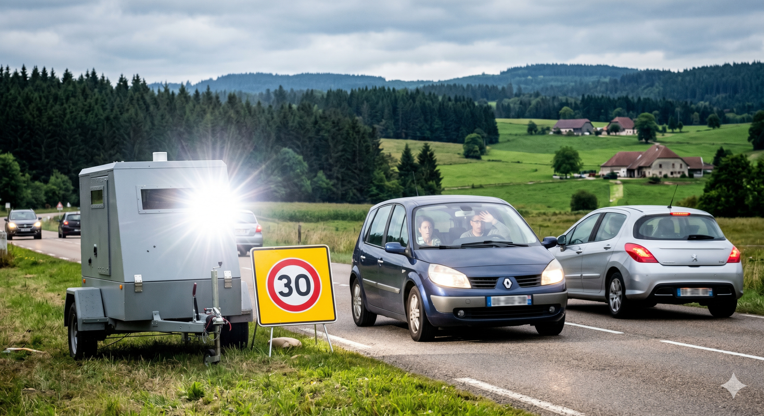 le radar de chantier défaillant dans le département du Doubs, le flash fou de la machine autonome sur la zone de travaux, la limitation de la vitesse à trente kilomètres par heure, la contestation des PV de la route pour les automobilistes, le retrait des points sur le permis de conduire, la sécurité routière et la prévention des accidents de la circulation, la panne du cinémomètre de la voirie, la préfecture de Besançon pour le recours juridique, la contravention injustifiée pour l'excès de la vitesse, l'agence nationale de traitement automatisé des infractions.